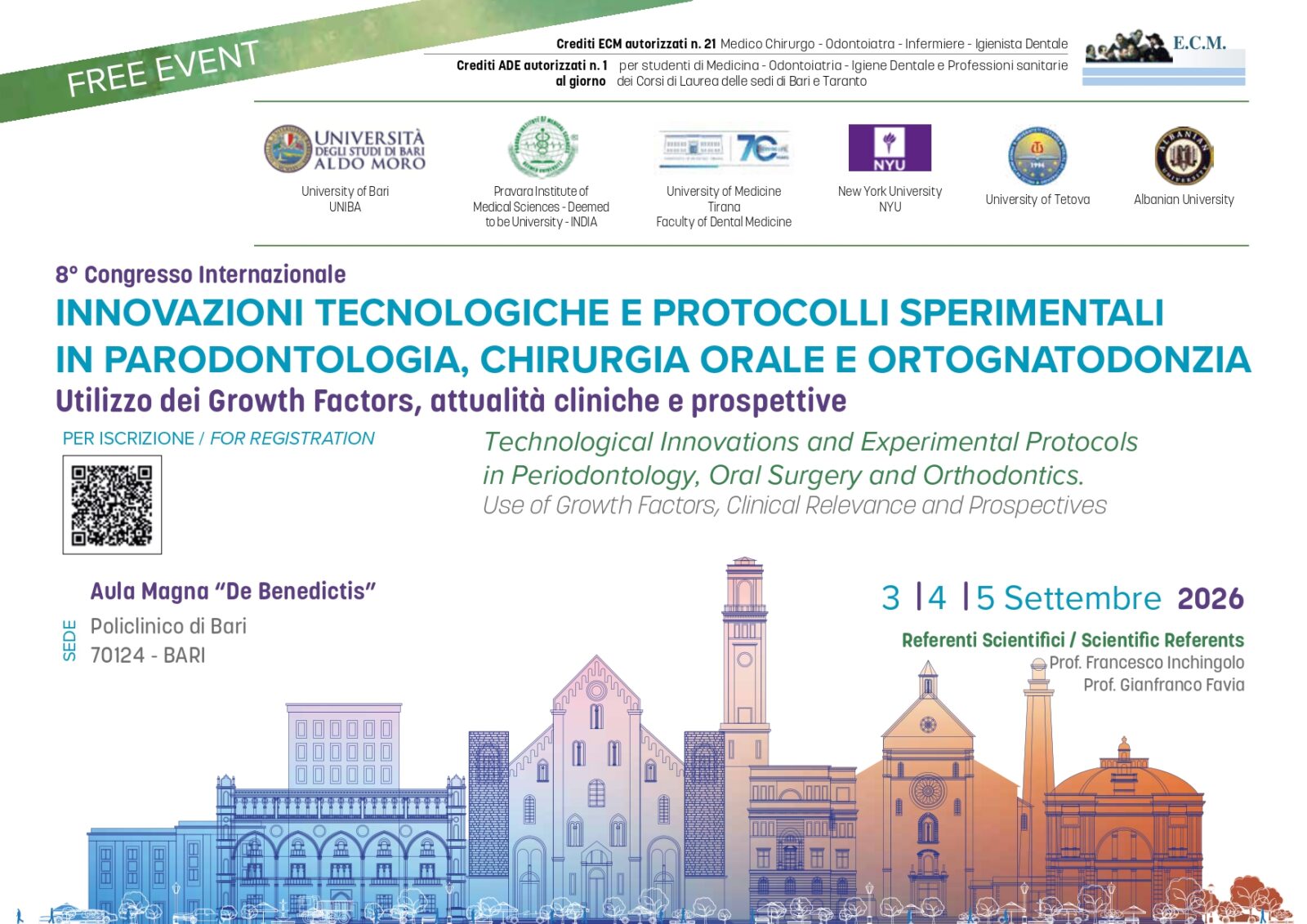 VIII Congresso Internazionale – Innovazioni Tecnologiche e protocolli sperimentali in parodontologia, chirurgia orale e ortognatodonzia